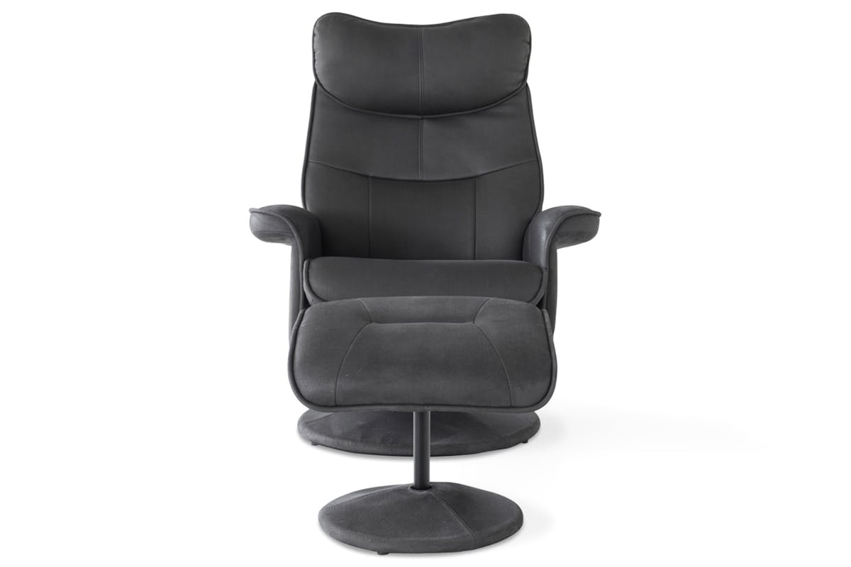 Levi Recliner with Footstool | Slate-2