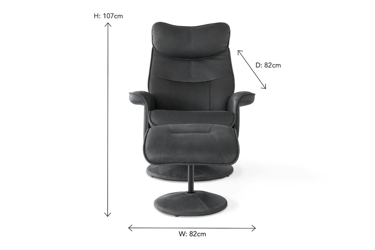 Levi Recliner with Footstool | Slate-5