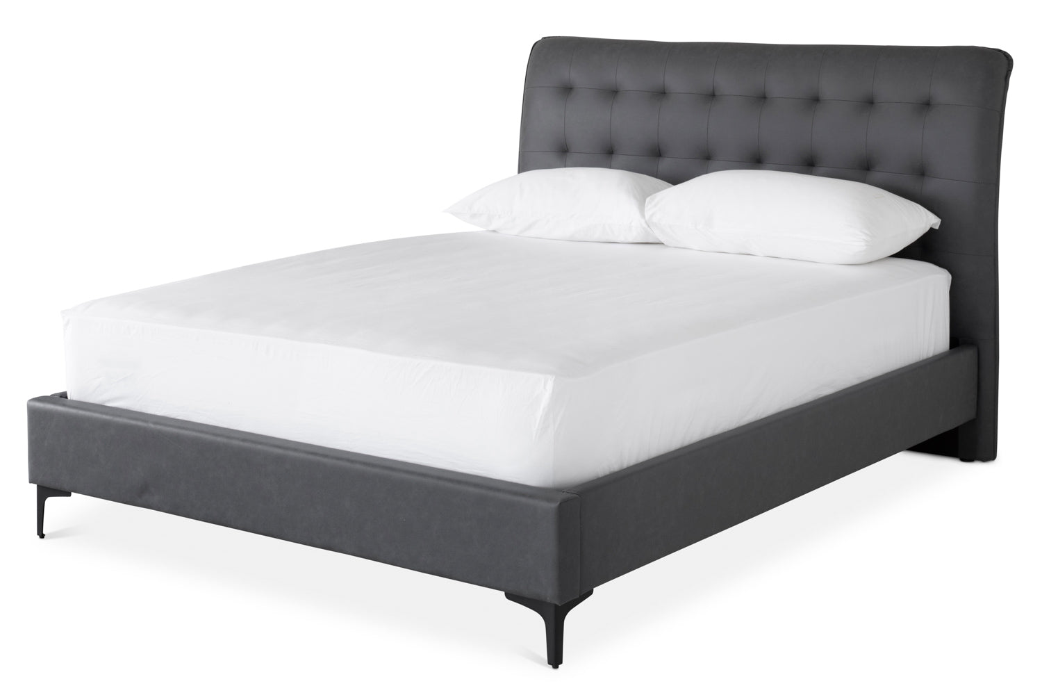 Lewis Bed Frame | Vegan Leather | King | 5ft | Black-4