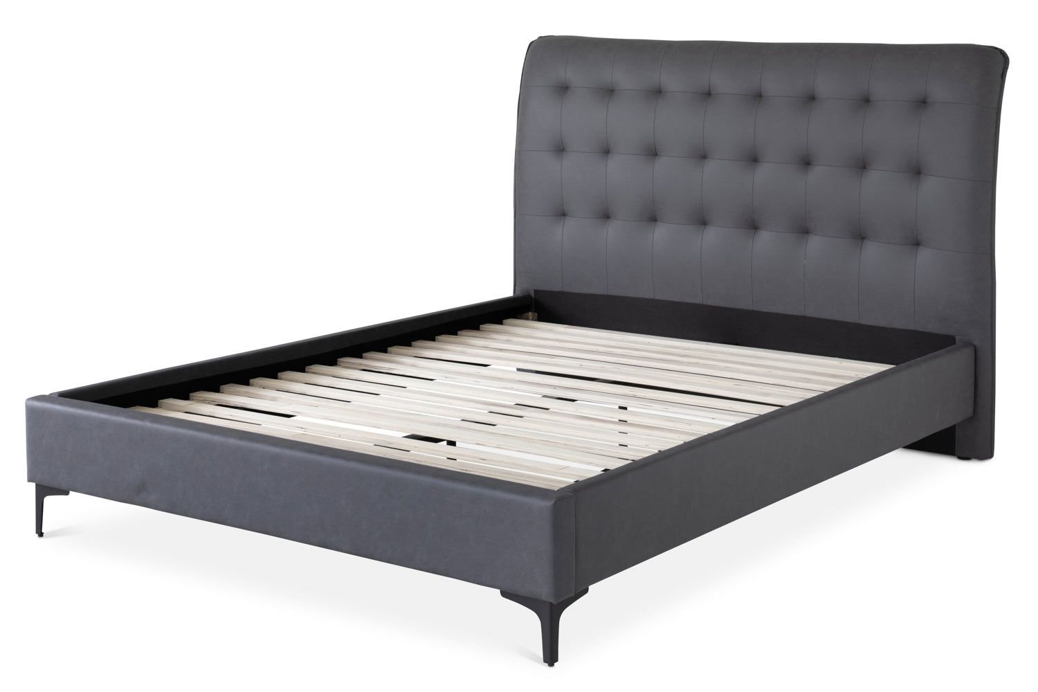 Lewis Bed Frame | Vegan Leather | King | 5ft | Black-5