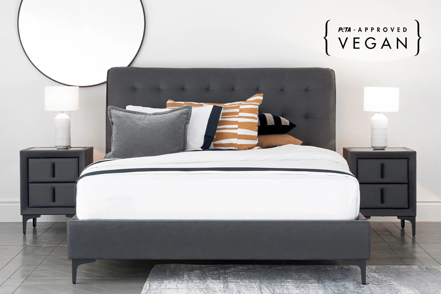 Lewis Bed Frame | Vegan Leather | Double | 4ft6 | Black