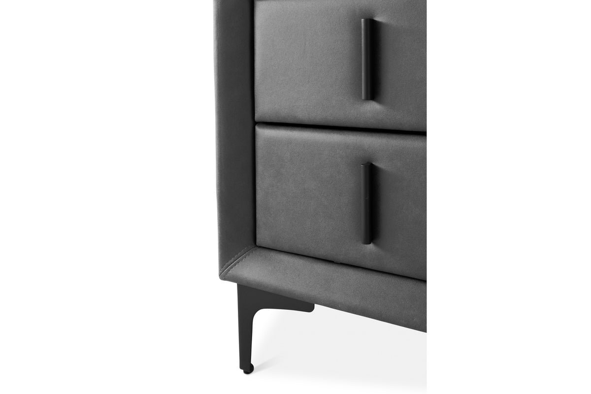 Lewis Bedside Locker | Vegan Leather | 2 Drawer | Matte Black-7