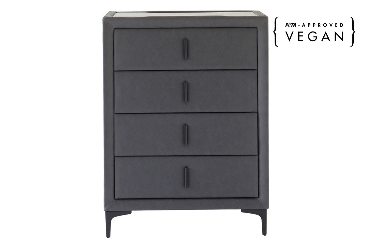 Lewis Chest of Drawer | Vegan Leather | 4 Drawer | Black