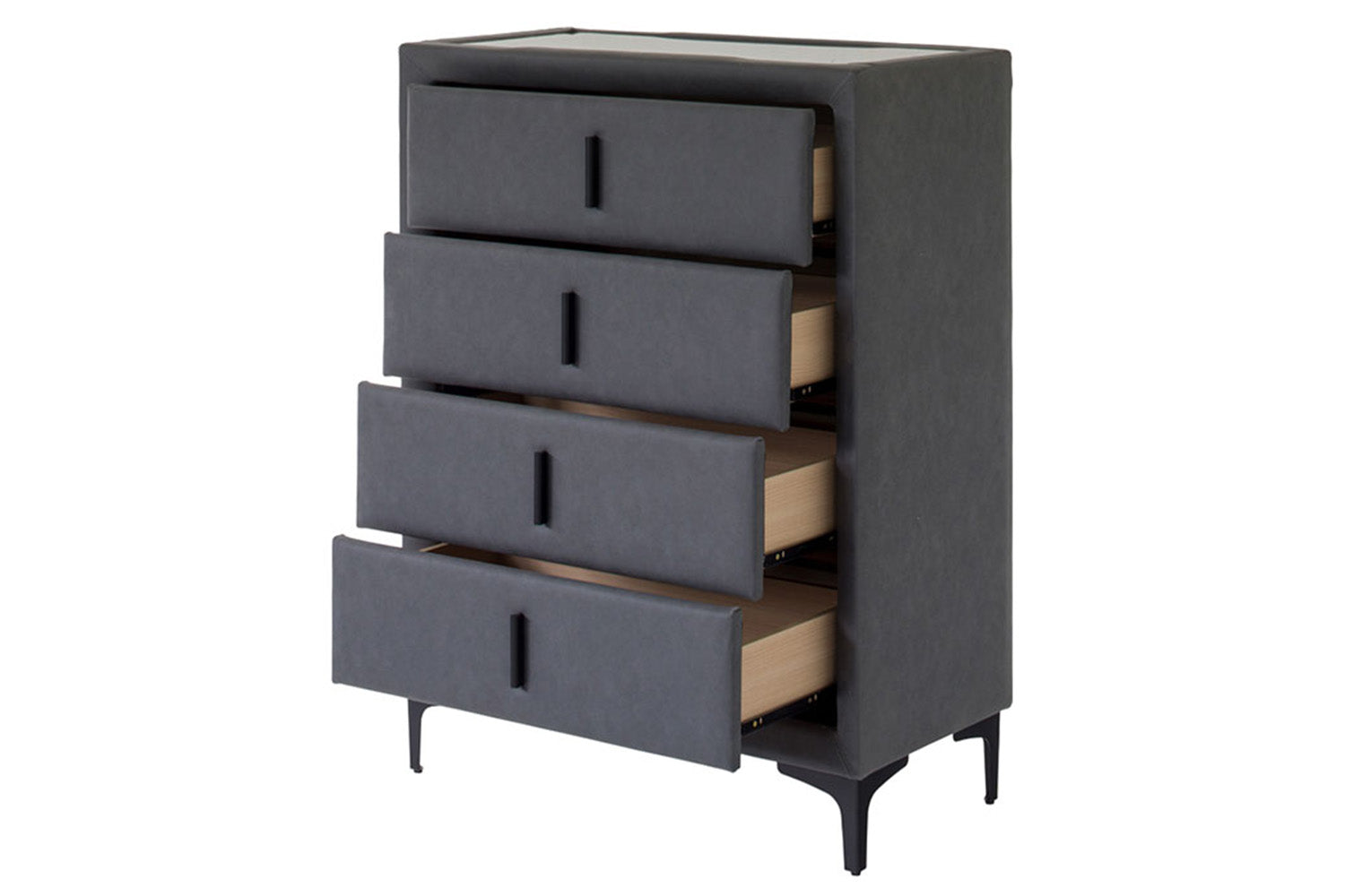 Lewis Chest of Drawer | Vegan Leather | 4 Drawer | Black-2