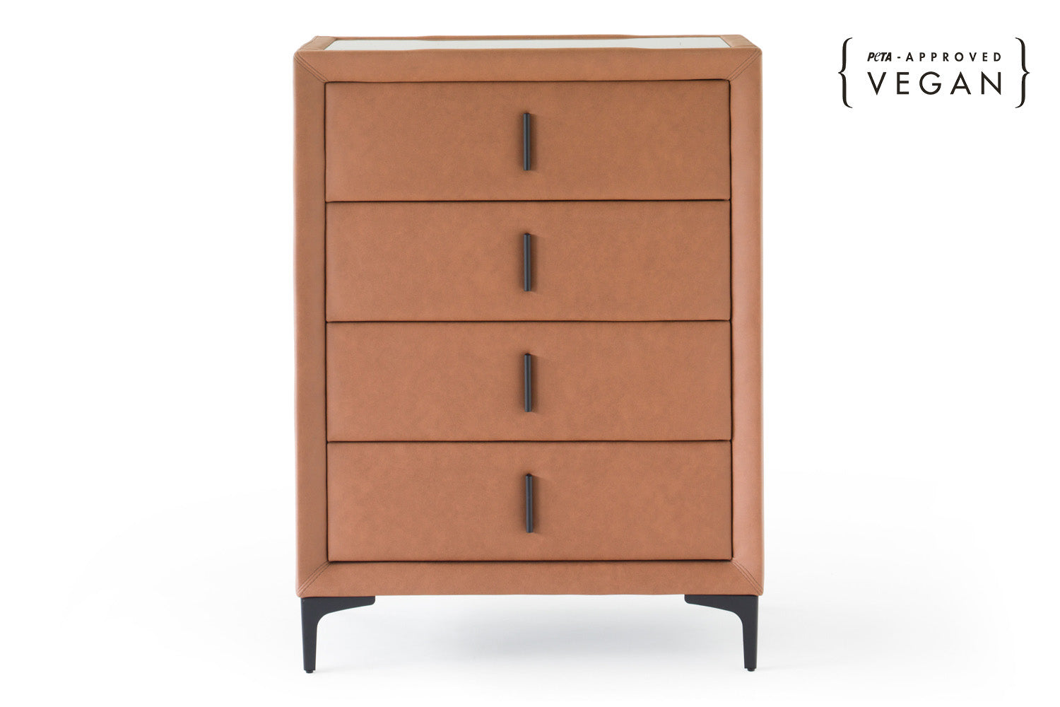 Lewis Chest of Drawer | Vegan Leather | 4 Drawer | Tan