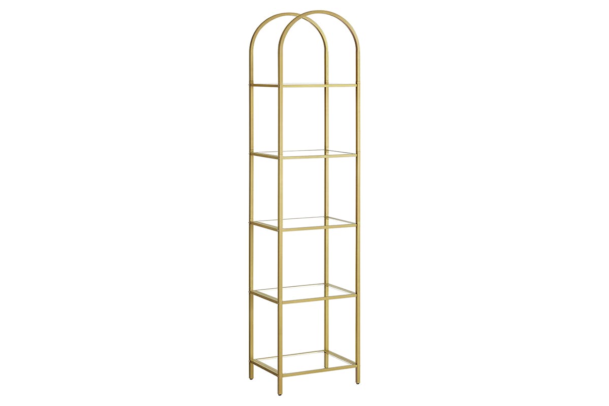 Vasagle Tempered Glass Storage Bookcase | 5 Shelves | Golden