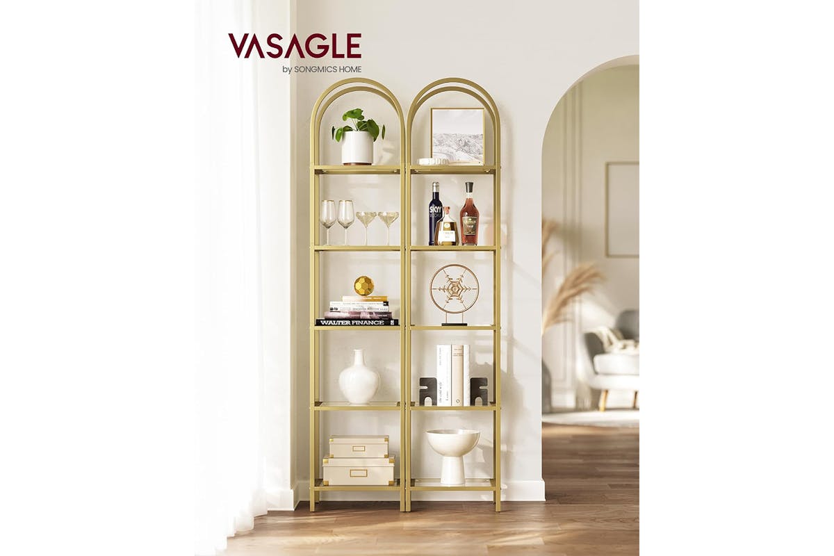Vasagle Tempered Glass Storage Bookcase | 5 Shelves | Golden-3