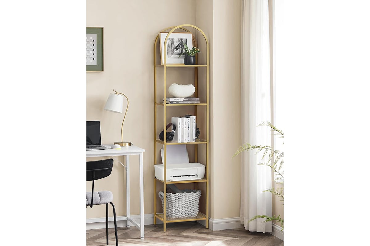 Vasagle Tempered Glass Storage Bookcase | 5 Shelves | Golden-2