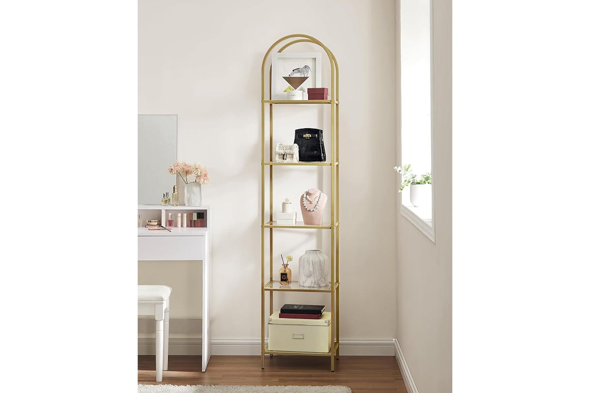 Vasagle Tempered Glass Storage Bookcase | 5 Shelves | Golden-4