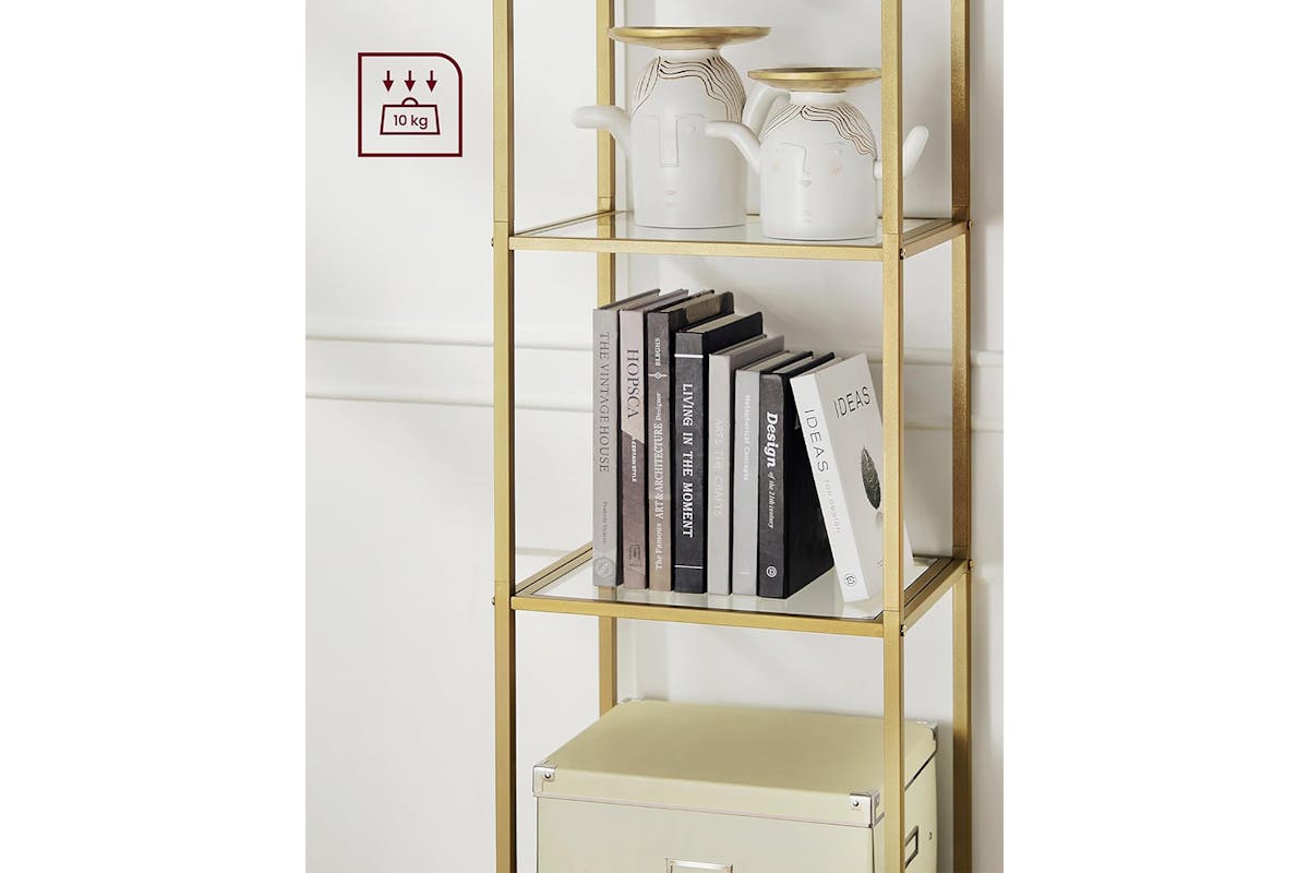 Vasagle Tempered Glass Storage Bookcase | 5 Shelves | Golden-6