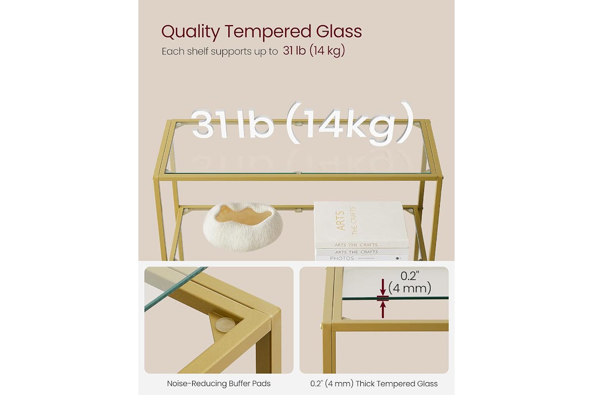 Vasagle Glass Shelf | 6 Shelves | Metallic Gold-5