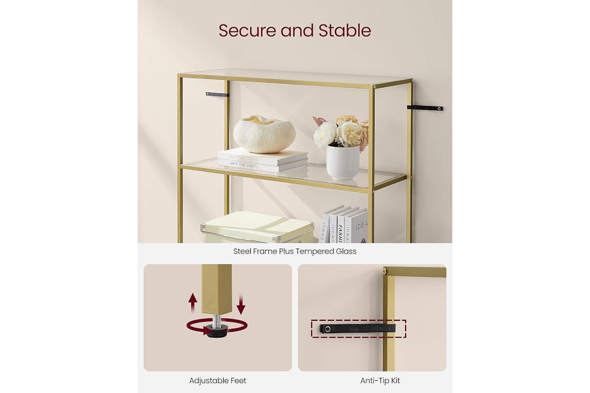 Vasagle Glass Shelf | 6 Shelves | Metallic Gold-6