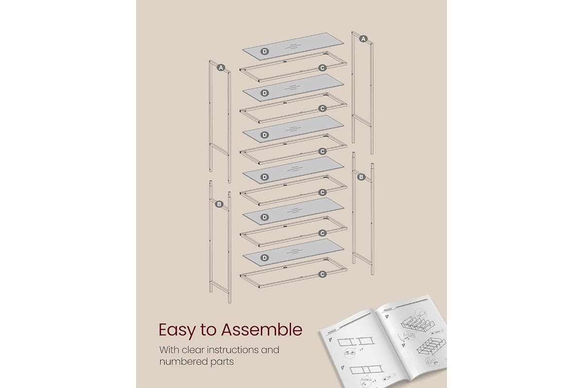 Vasagle Glass Shelf | 6 Shelves | Metallic Gold-7