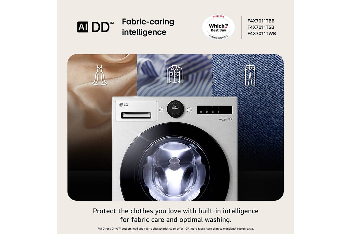 LG Series 7 AI Direct Drive™ 11kg Freestanding Washing Machine | F4X7011TBB-11