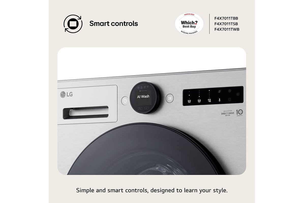LG Series 7 AI Direct Drive™ 11kg Freestanding Washing Machine | F4X7011TBB-12