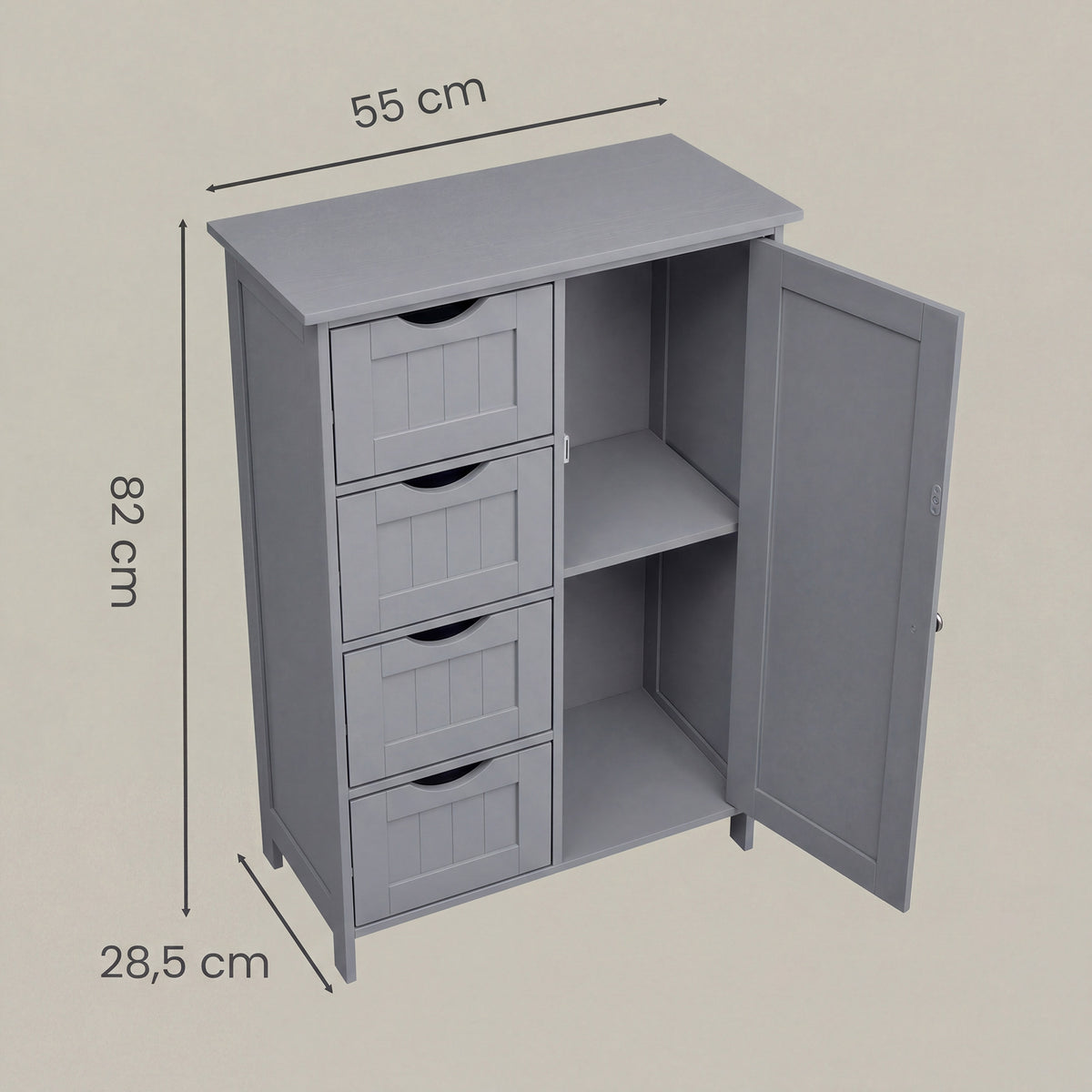 Bathroom Floor Storage Cabinet | Bathroom Storage Unit | Mdf | 30 X 55 X 82 Cm-3