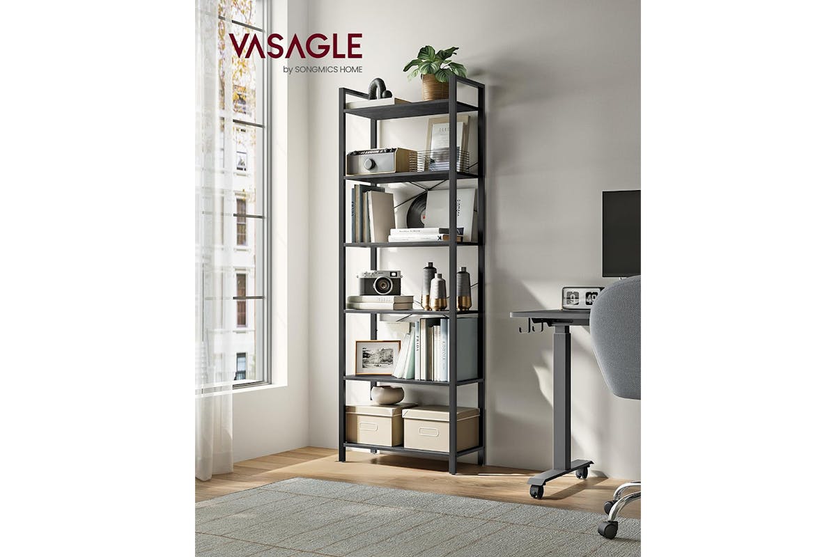 Vasagle Tall Bookshelf | 6 Shelves | Ebony Black/Ink Black-2