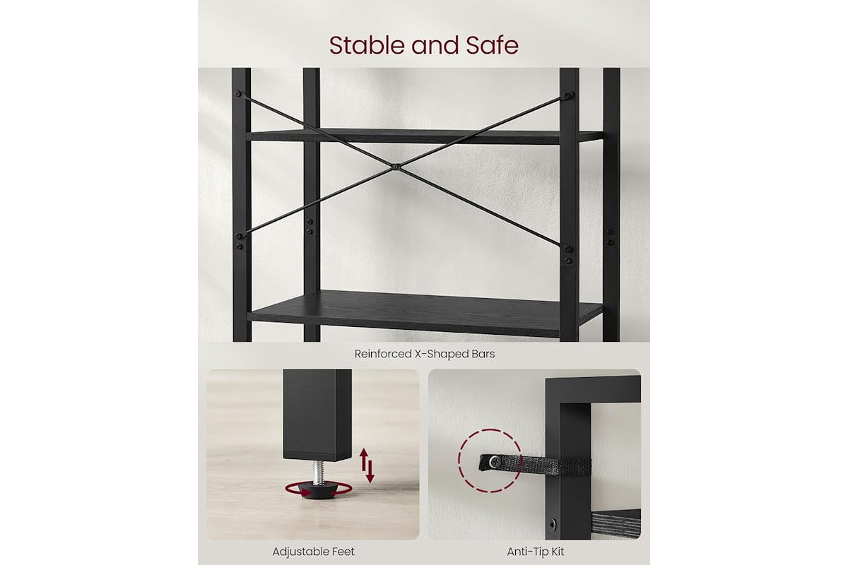 Vasagle Tall Bookshelf | 6 Shelves | Ebony Black/Ink Black-5