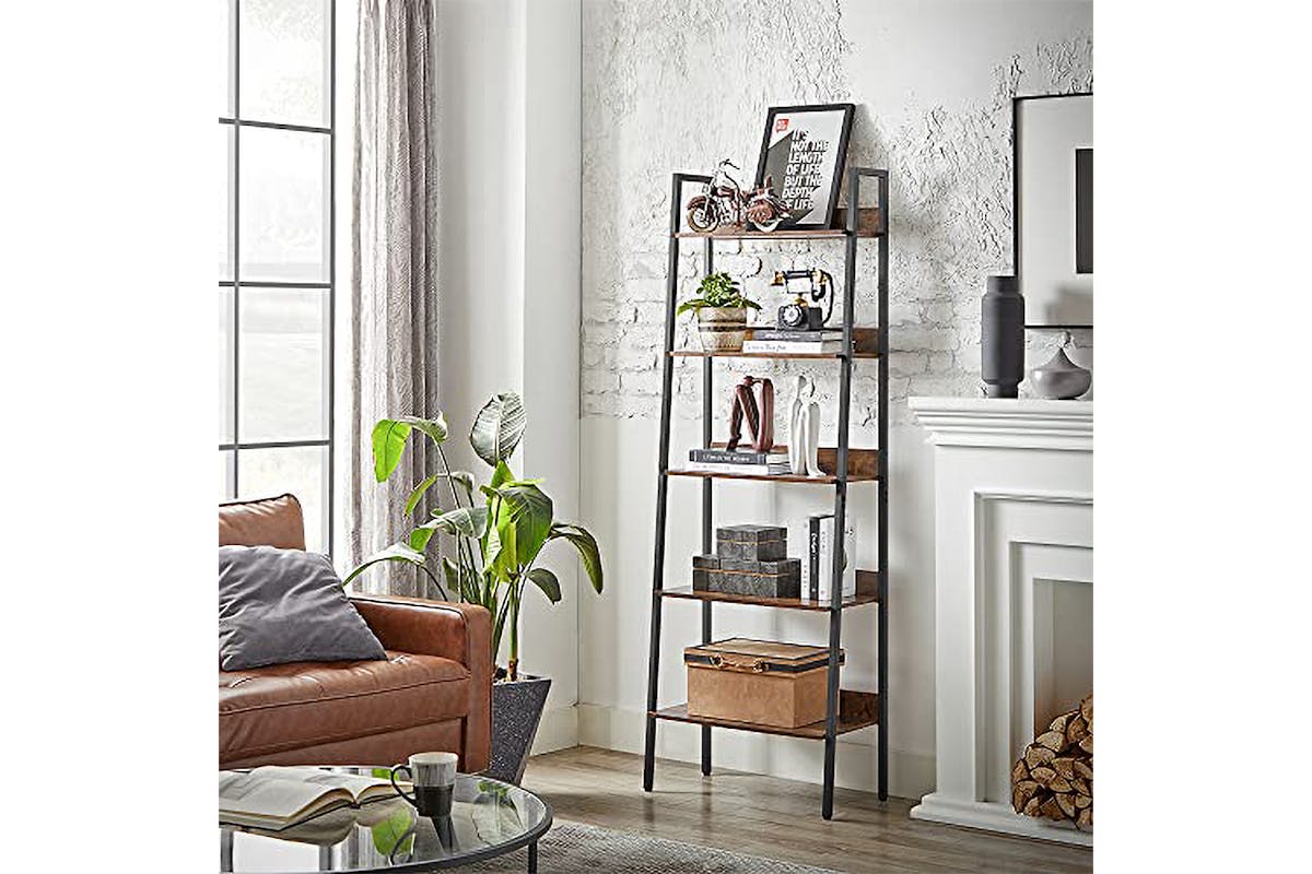 Vasagle Ladder Shelf | 5 Shelves | Vintage Brown/Black-2