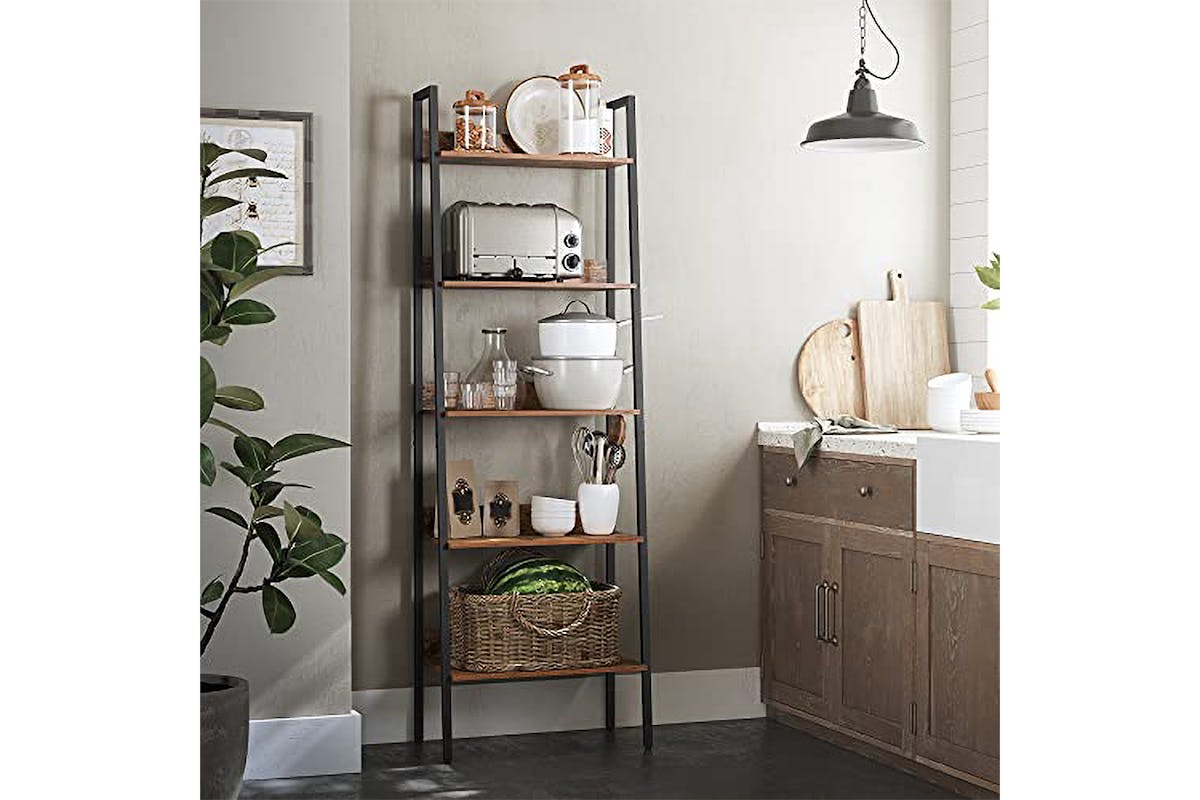 Vasagle Ladder Shelf | 5 Shelves | Vintage Brown/Black-3