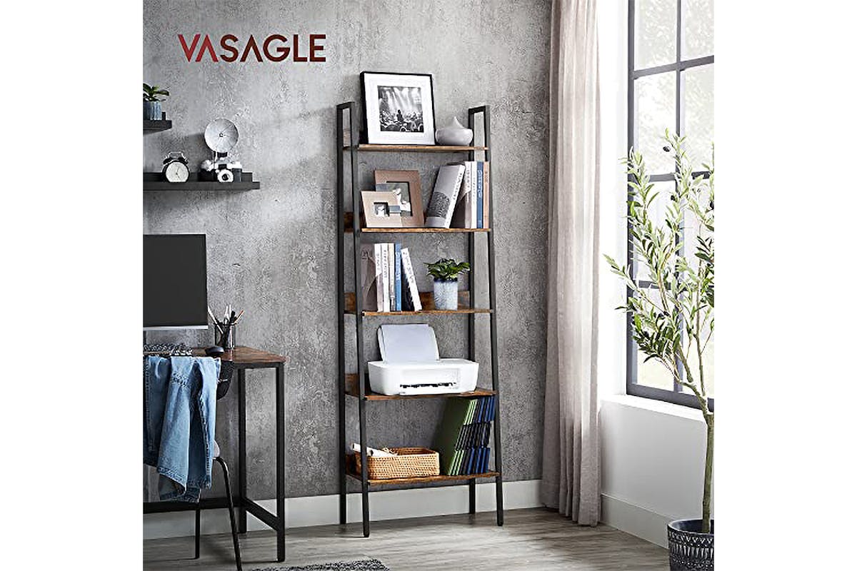Vasagle Ladder Shelf | 5 Shelves | Vintage Brown/Black-4