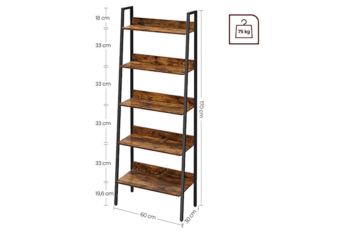 Vasagle Ladder Shelf | 5 Shelves | Vintage Brown/Black-7