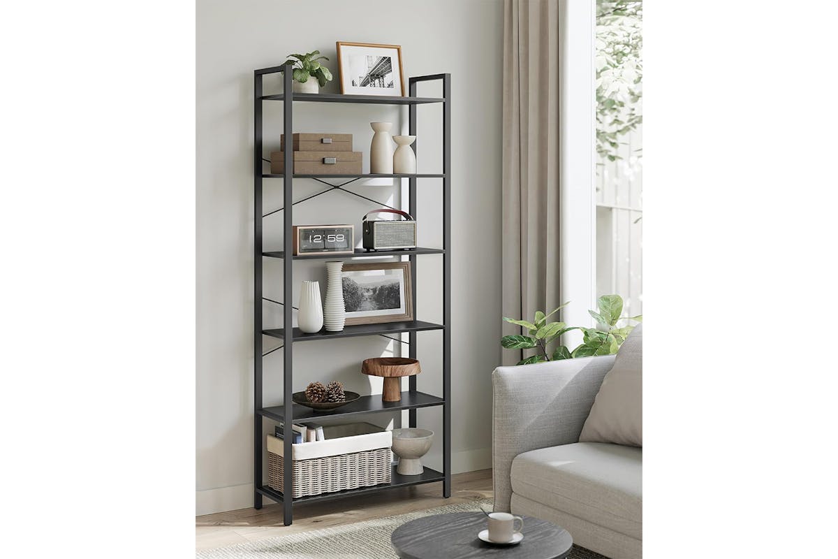 Vasagle Tall Bookcase | Large | 6 Shelves | Ebony Black/Ink Black-3