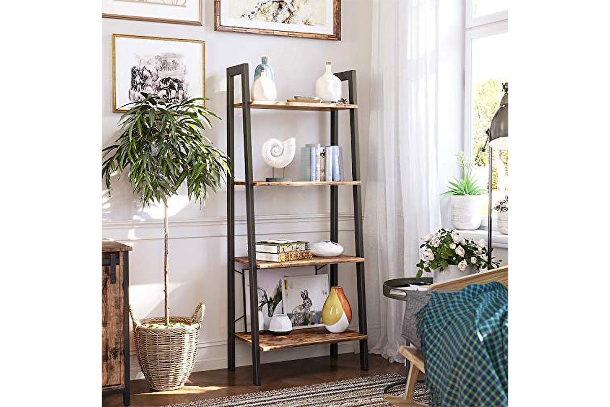 Vasagle Ladder Shelf | 4 Shelves | Rustic Brown-2