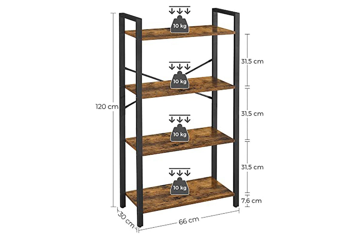 Vasagle Tall Ladder Shelf | 4 Shelves | Rustic Brown-5