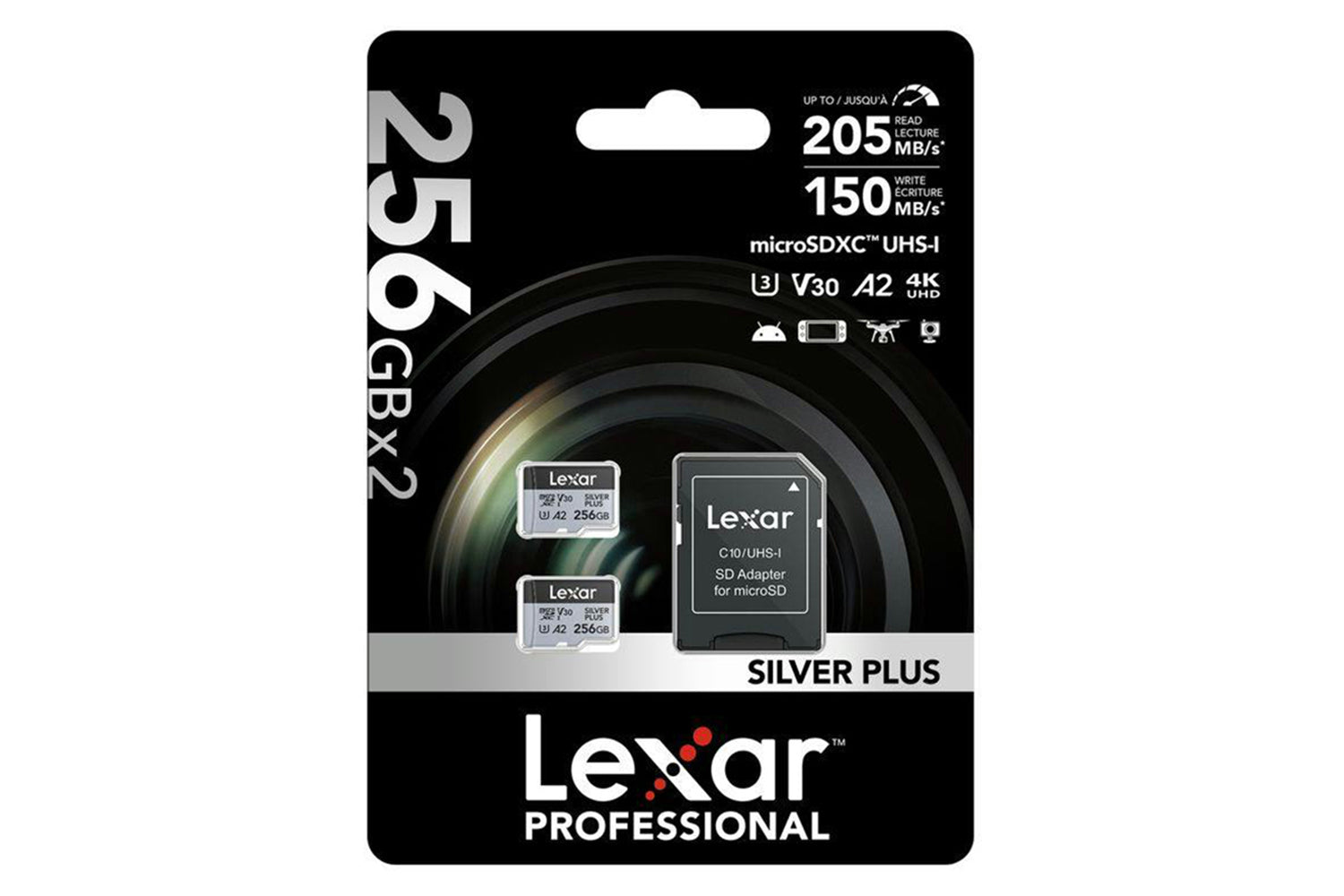 Lexar High-performance Silver Plus Microsdxc Memory Card with Adapter | 256GB