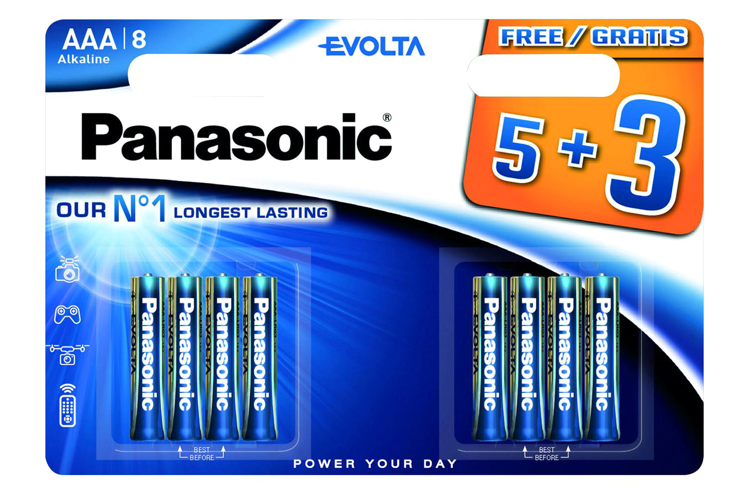 Panasonic Alkaline Evolta AAA Battery | 5+3 Pack-2