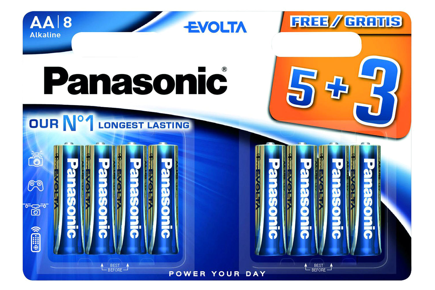 Panasonic Alkaline Evolta AA Battery | 5+3 Pack-2