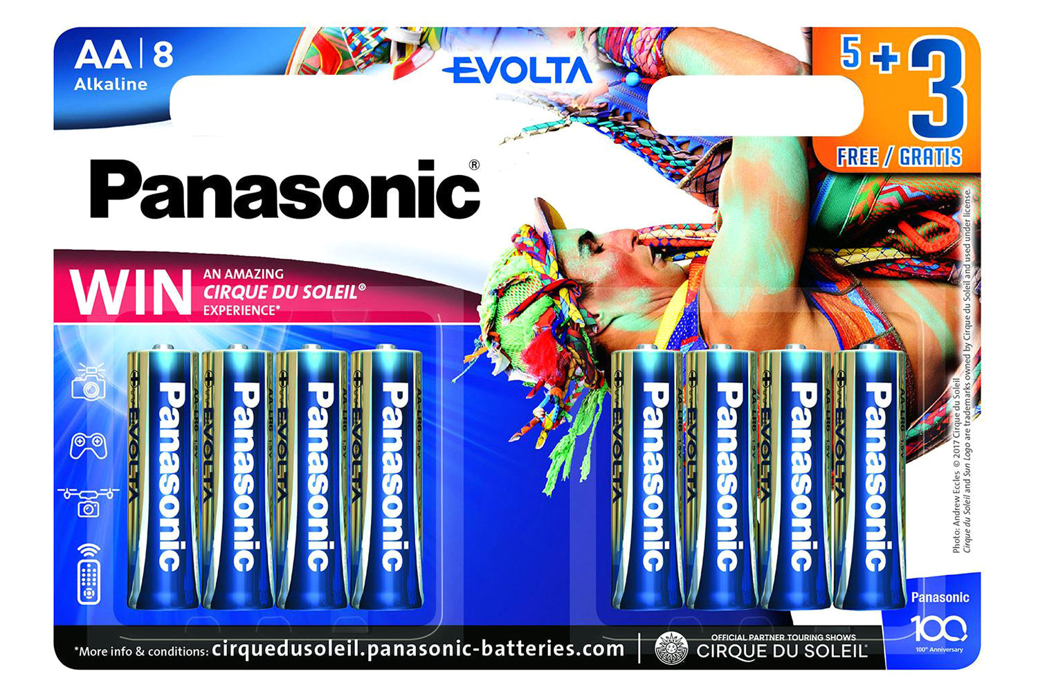 Panasonic Alkaline Evolta AA Battery | 5+3 Pack-3