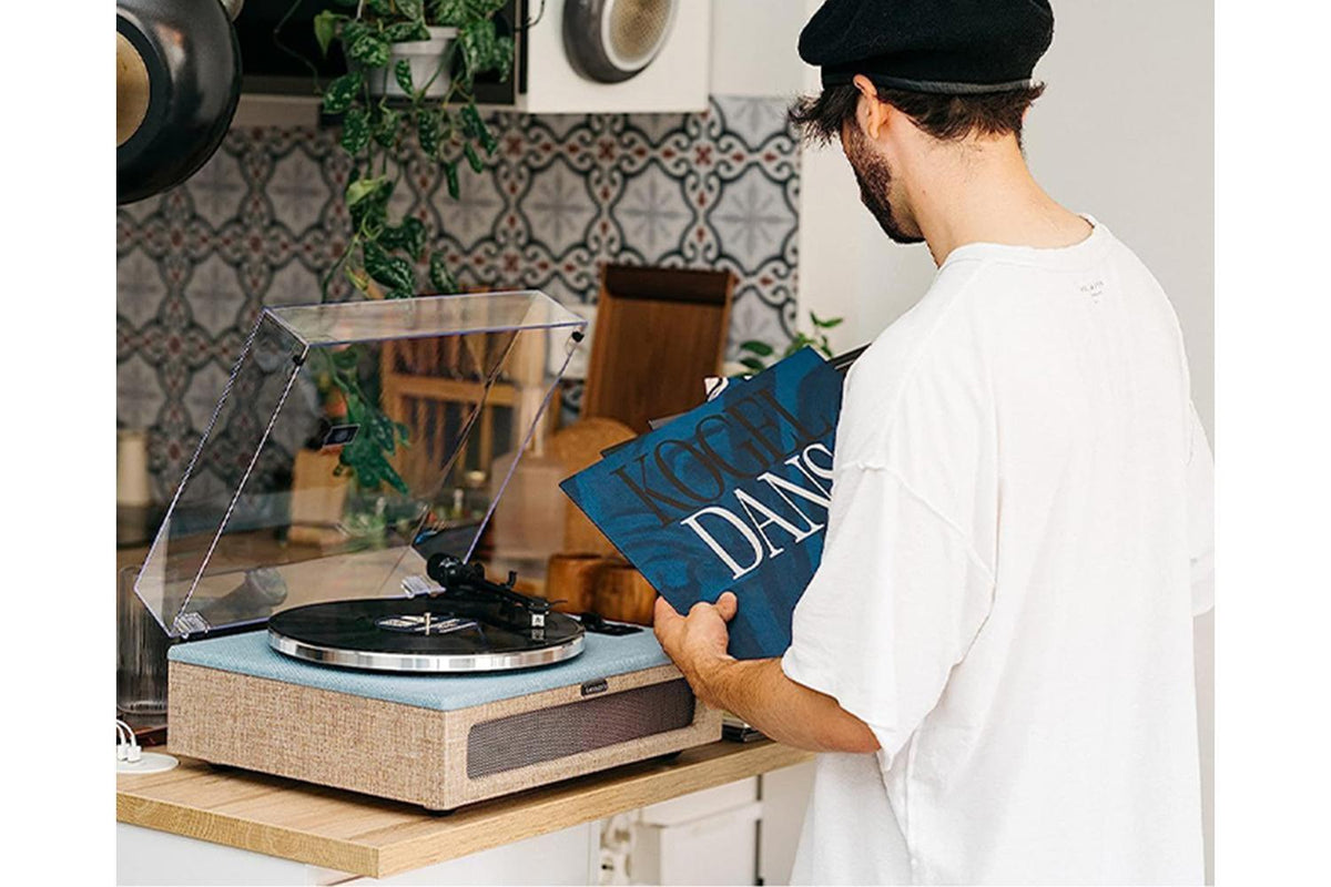 Lenco LS-440 Turntable | Built-In Speakers | Fabric | Blue-Taupe-7