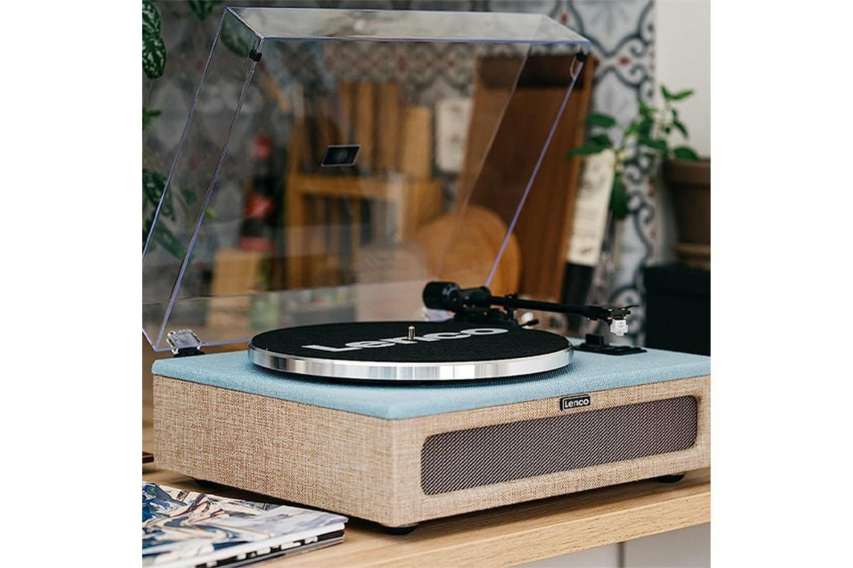 Lenco LS-440 Turntable | Built-In Speakers | Fabric | Blue-Taupe-10