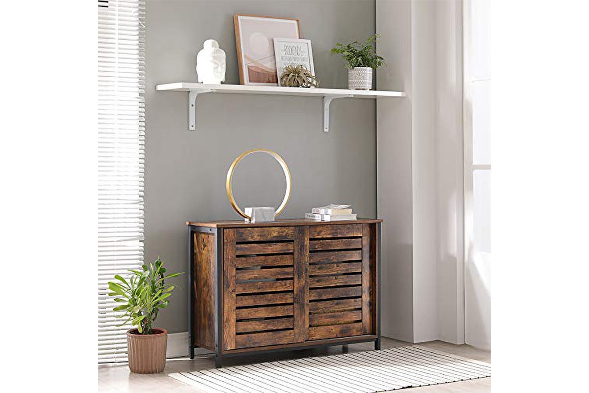 Vasagle Sideboard with Sliding Doors | Vintage Brown/Black-2