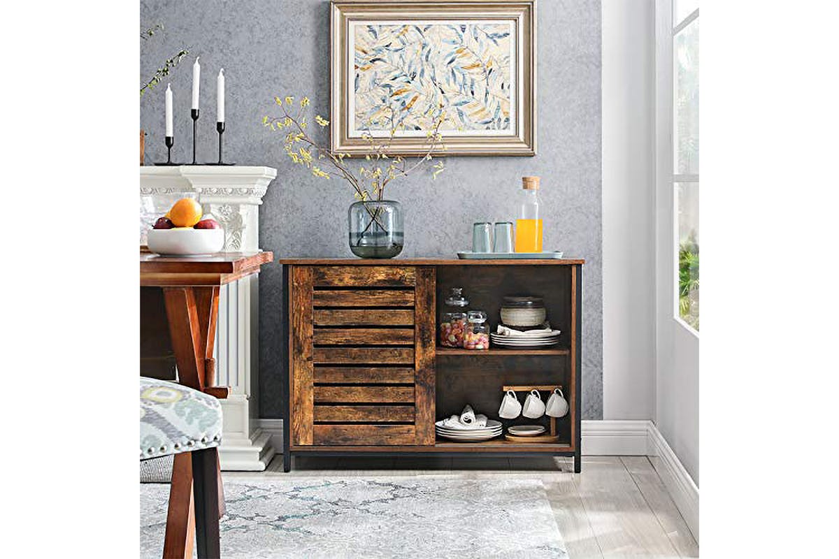 Vasagle Sideboard with Sliding Doors | Vintage Brown/Black-3