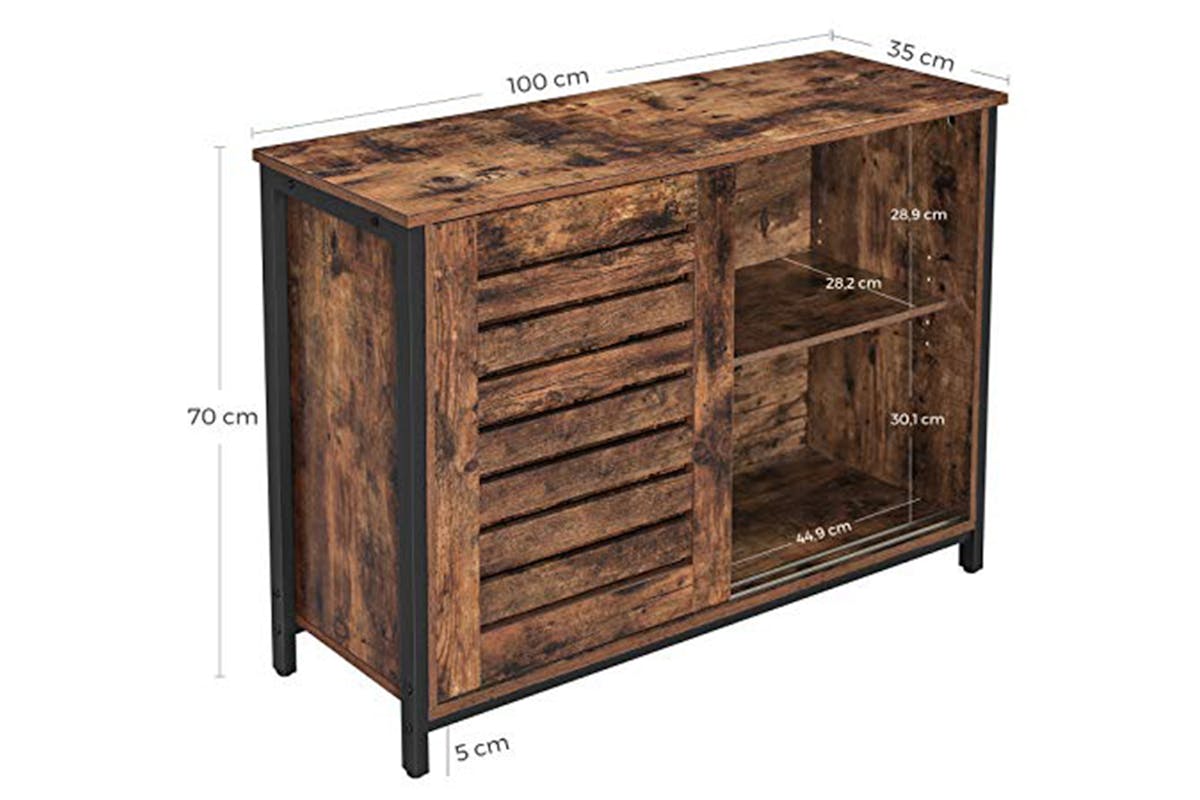 Vasagle Sideboard with Sliding Doors | Vintage Brown/Black-5
