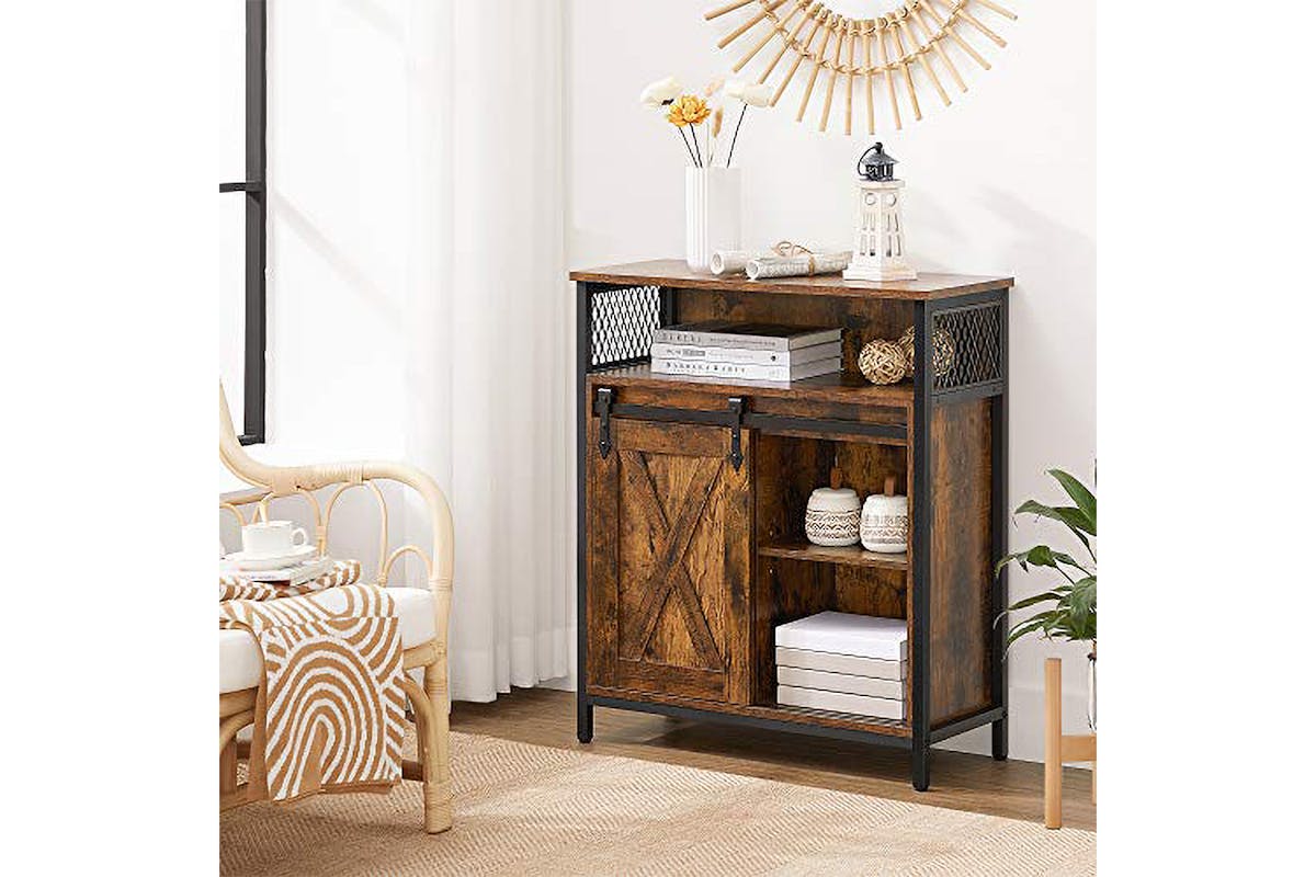 Vasagle Storage Cabinet with Adjustable Shelf | Rustic Brown/Black-2