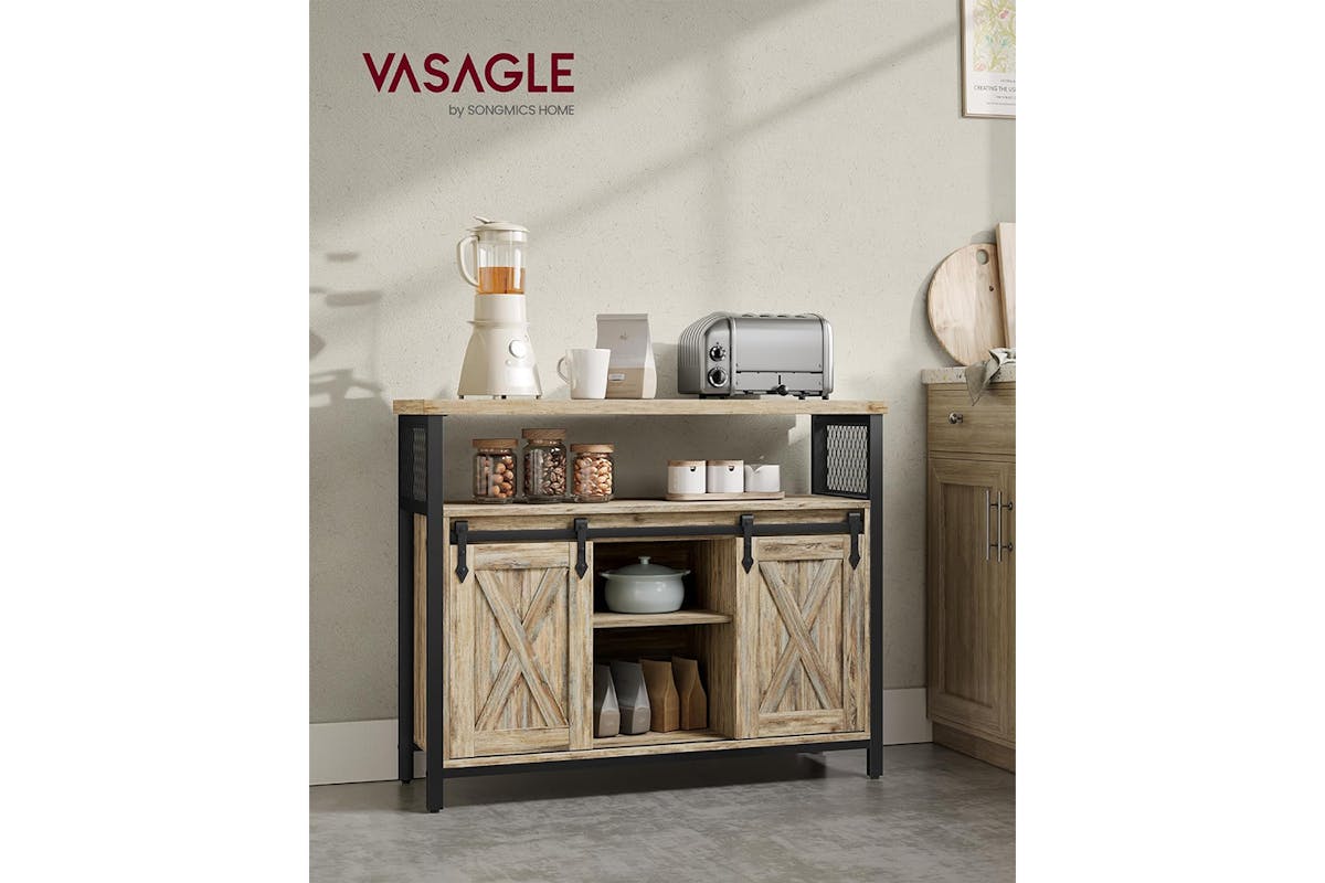 Vasagle Sideboard with 2 Sliding Barn Doors | Turquoise Brown/Ink Black-2