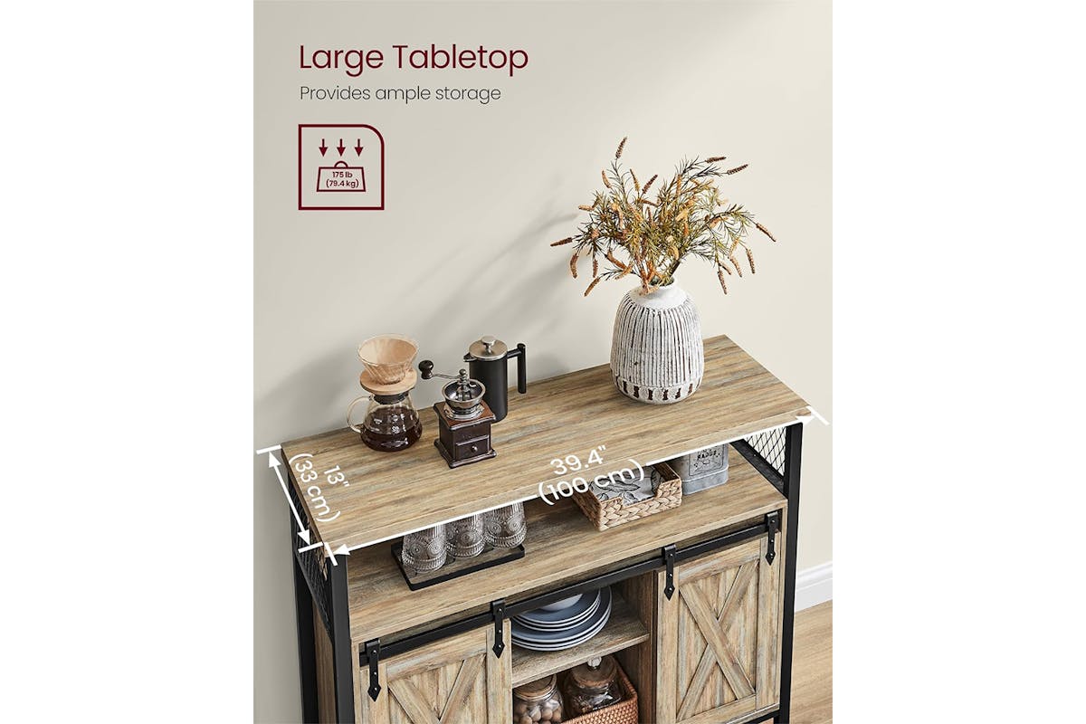 Vasagle Sideboard with 2 Sliding Barn Doors | Turquoise Brown/Ink Black-5