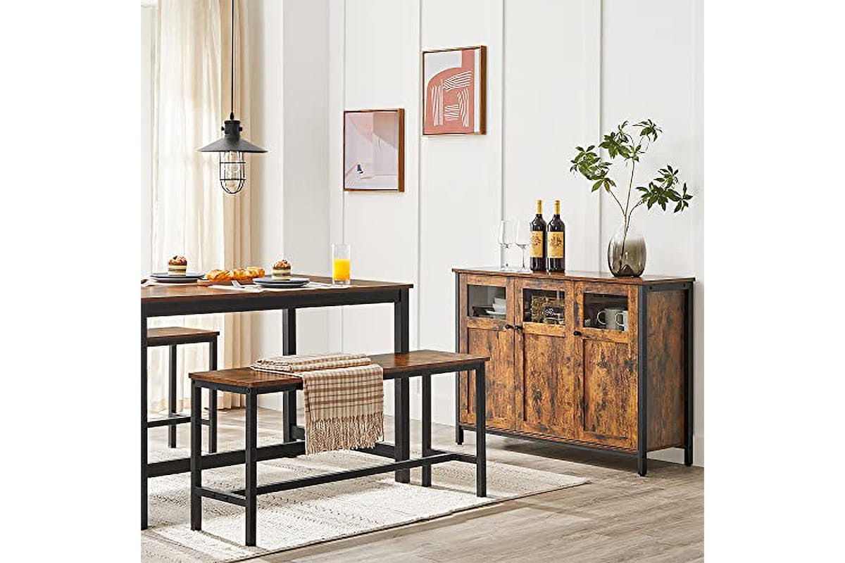 Vasagle Sideboard with Glass Doors | Vintage Brown & Black-2