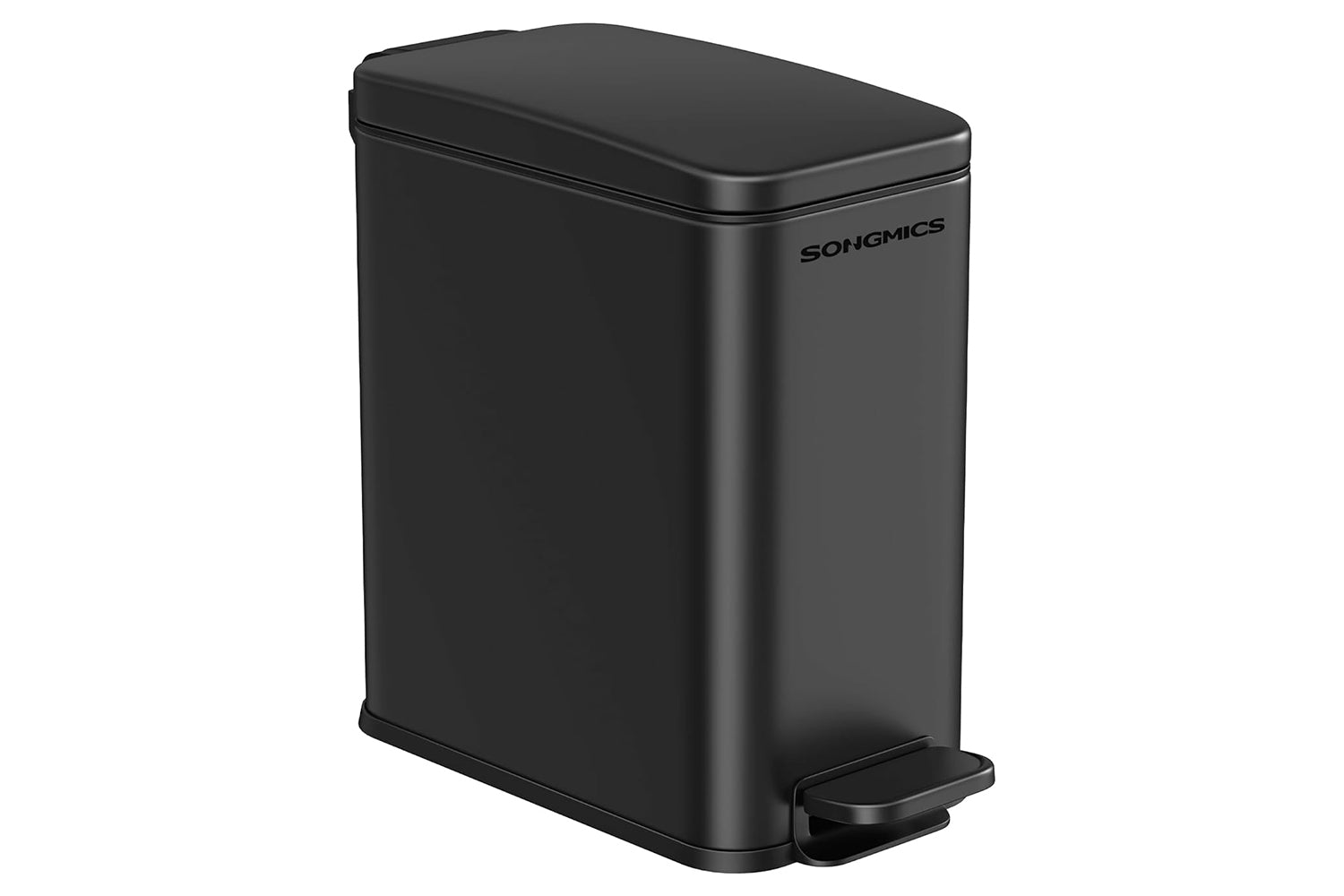 Songmics Bathroom Trash Can, 1.3 Gallon Small Trash Bin With Lid, Slim For Small Spaces, Stainless Steel Garbage Can, Soft Close, Black Ultb560b05