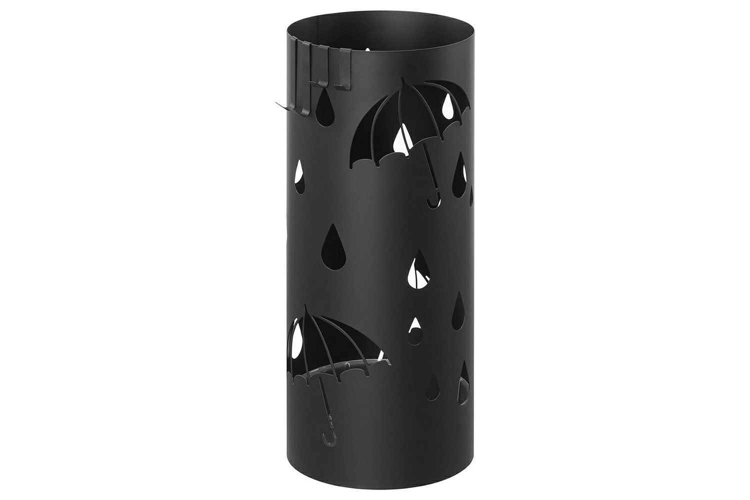 Songmics Umbrella Stand, Metal Umbrella Holder For Entryway, With Water Tray And 4 Hooks, 6.7 X 6.7 X 16.1 Inches, Round, Black Luc024b01