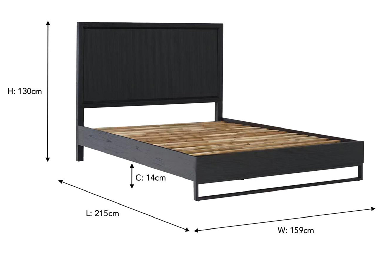 Teca Bed Frame | King | 5ft | Matt Black-3