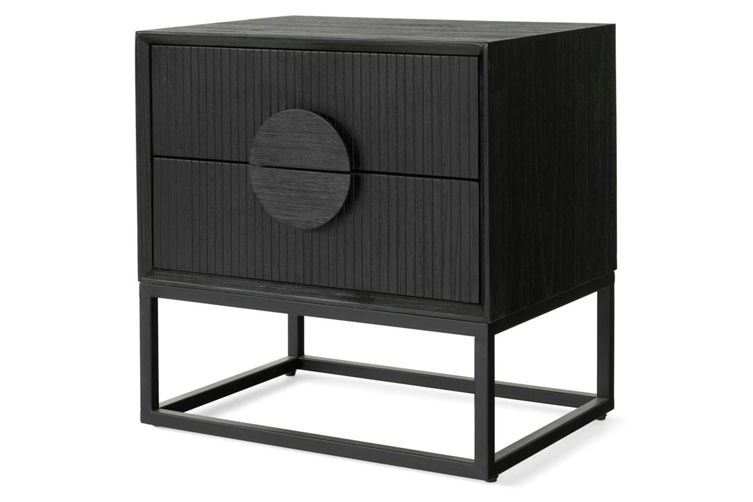 Teca Square Bedside Table | 2 Drawer | Matt Black-2