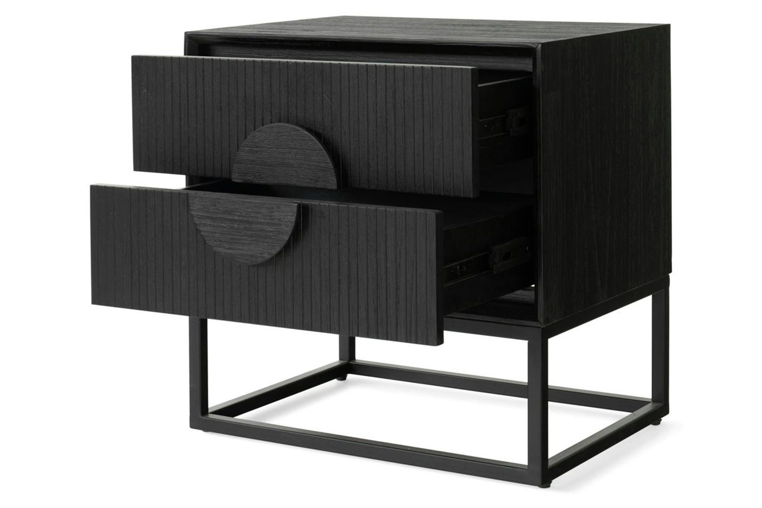 Teca Square Bedside Table | 2 Drawer | Matt Black-4