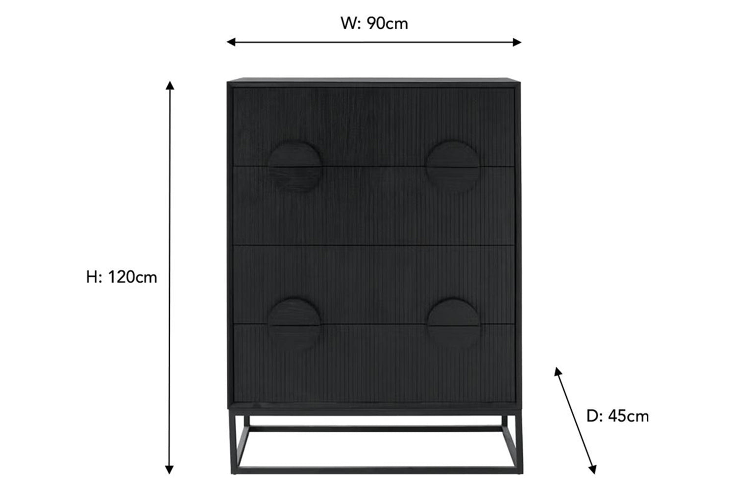 Teca Chest Of Drawer | 4 Drawer | Matt Black-3