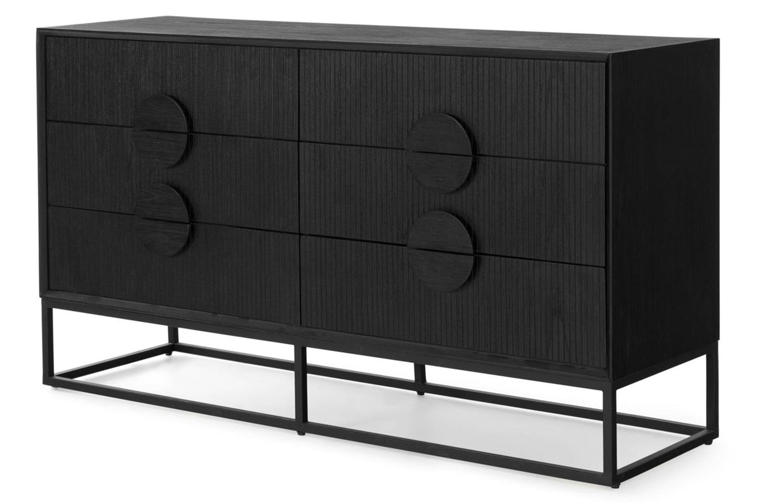 Teca Dresser | 6 Drawer | Matt Black-2