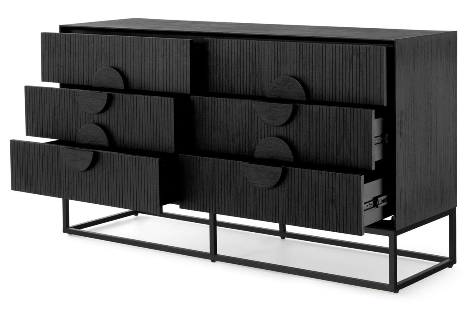 Teca Dresser | 6 Drawer | Matt Black-4